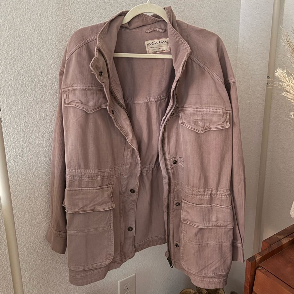 We The Free Pink Utility Jacket Lightweight Cotton